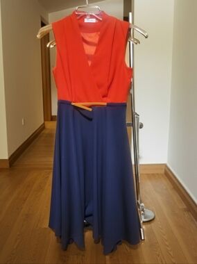 Calvin Klein Vibrant Red Open-Front Dress